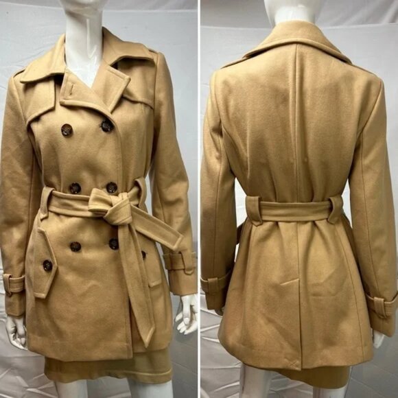 Calvin Klein Woìs Angora-Blend Wool Belted Coat – Size Small MSRP $320 - Picture 1 of 2